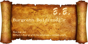 Burgreth Boldizsár névjegykártya